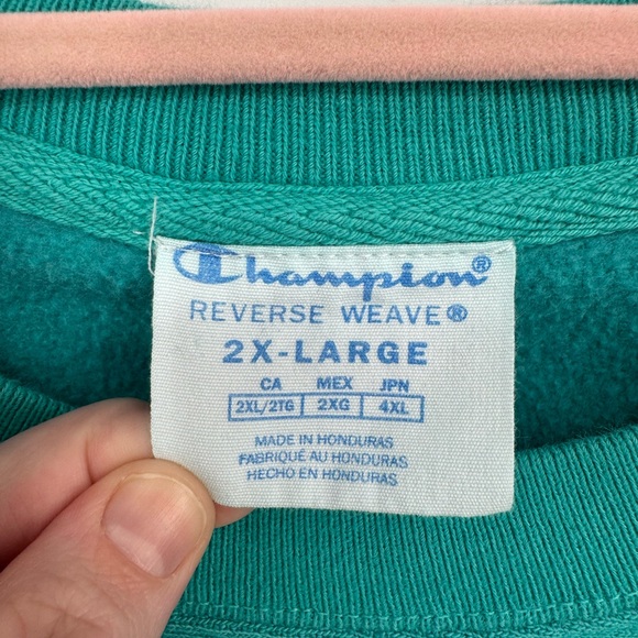 Champion Vintage Reverse Weave Turquoise Crewneck Sweatshirt Size XL - Picture 7 of 8